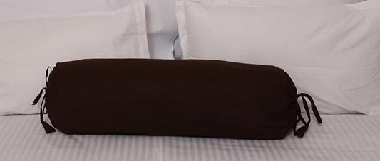 Cylindrical Pillow Bolster Cover Cervical Neck Roll Cotton Pillowcase with Drawstring Closure Neck Cushion Cover 6" x 18" (15 x 45 cm) Brown