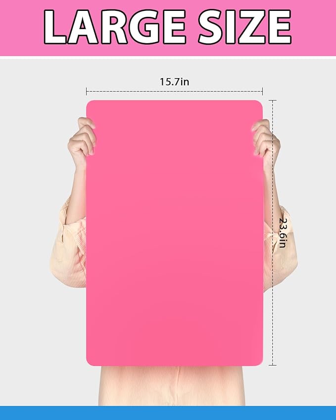 Silicone Mat Large, IKOCO 23.6"x15.7" Silicone Craft Mat for Playdough and Nonstick Resin Molds Sheets for Crafts, Paint, Clay, Blue and Rose Red