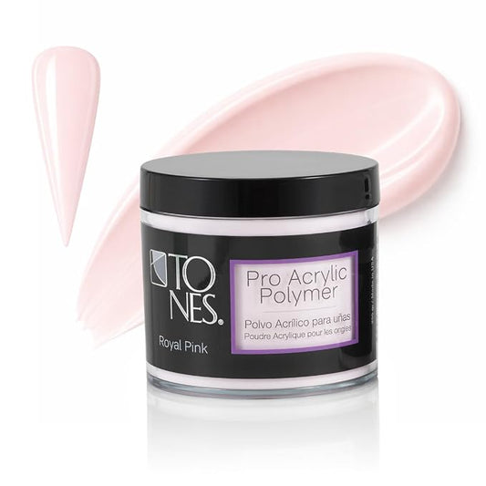 Tones Pro Acrylic Nail Powder, Royal Pink (Soft, Creamy Pastel Pink), (8.5 Fl Oz) - Long-Lasting & Non-Yellowing Polymer for Salon Quality Nail Extensions & 3D Art
