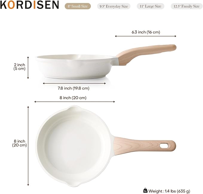 Kordisen Ceramic Non Stick Frying Pans Skillet, 8 Inch Ceramic Small Egg Pan Nonstick for Cooking Non Toxic, Healthy Induction Cookware, Heat Resistant Handle, PFOA & PFAS Free