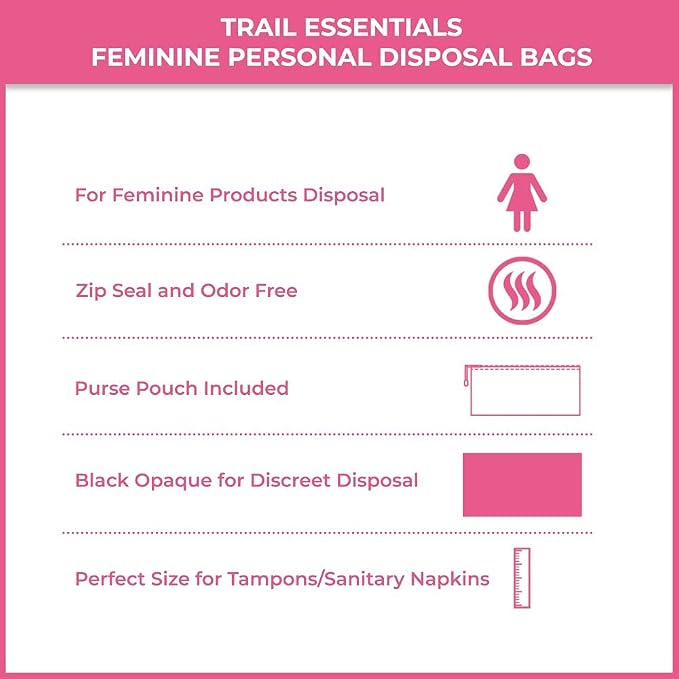 Feminine Personal Disposal Bags Refill Pack- Black Opaque Bags for Sanitary Disposal, Discreet Disposal for Tampons, Pads, and Liners (100 Refill Bags)