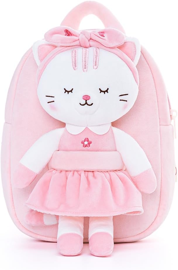 Lazada Cat Toddler Backpack Kitty Kids Backpacks for Girls with Detachable White Cat Toy 9" Age 2+