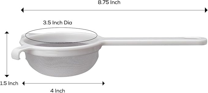 HIC Kitchen Double-Ear Fine Mesh Strainer, BPA-Free, 4-Inch, For Sifting Baking Ingredients, Straining, And Draining Soups And Sauces