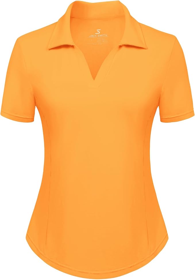JACK SMITH Women's Golf Polo Shirt V Neck Short Sleeve Tennis Shirt Sun Protection Moisture Wicking Athletic Tops