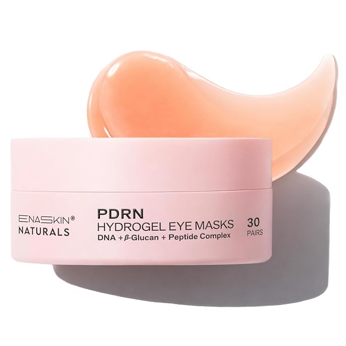 Enaskin Naturals PDRN Under Eye Patches for Dark Circles & Puffiness - Korean Skin Care Hydrogel Eye Mask Salmon DNA, Peptide, Retinol & Caffeine for Bags & Anti Aging & Smile Line - 30 Pairs (Pink)