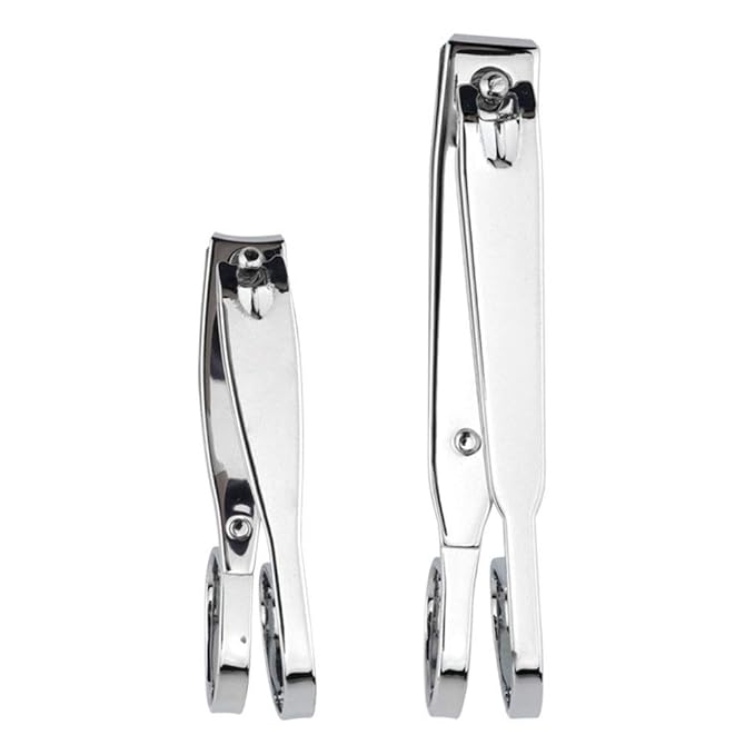 Nail Clippers,EZ Grip Nail Clipper Set,Carbon Steel Fingernail and Toenail Clippers for Seniors Long handle with Metal Case for Women and Man - Set of 2 (Small and Large)