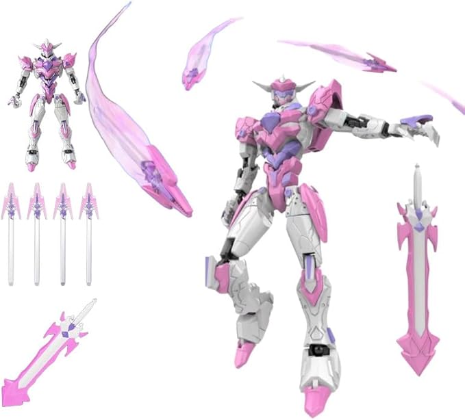Fully Assembled T13 3D Printed Action Figure with Movable Joints & Interchangeable Weapons - 3D Printed Collectible Toy Ready-to-Play for Boys and Girls (White Pink)