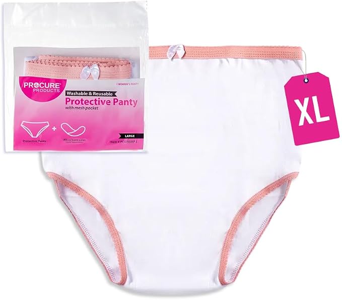 ProCure Women’s Protective Panty - Washable & Reusable Incontinence Underwear, XL (43-45 in Hip), Cotton Panty with Liner Pocket - 1 Each