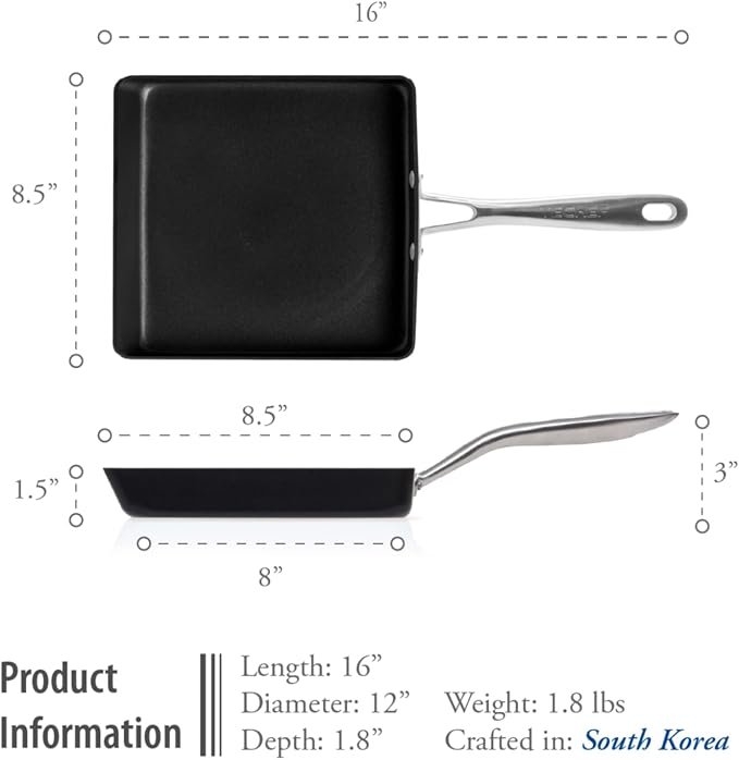 TECHEF - Onyx Collection, Nonstick Tamagoyaki Japanese Omelette Pan/Egg Pan (PFOA Free), Made in Korea