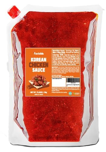 Funtable Korean Fried Chicken Sauce - Sweet, Spicy & Tangy, 0.55 gal | Bulk Sticky Glaze for Wings, Nuggets and BBQ; Ready-to-Use Dip and Marinade for Restaurants, Parties and Catering