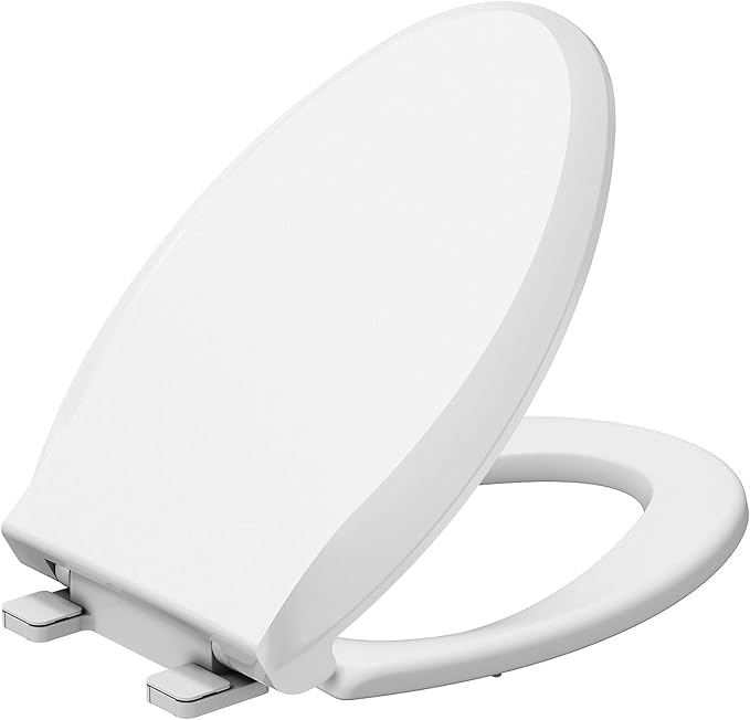 Toilet Seat Cover Elongated – Durable PP Toilet Seat with Slow Close Hinges, Easy Clean White Replacement for American Standard Toilets