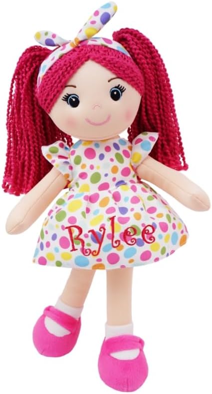 June Garden Personalized Sophie Doll – Embroidered Name Soft Plush Doll – Custom Gift for Girls – Choose Name, Font & Thread Color – Available in 14", 18", and 23" Sizes