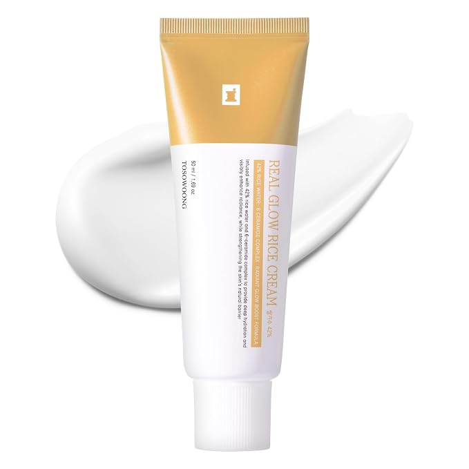 TOSOWOONG Real Glow Rice 42% Cream for Hydration & Barrier, Glass Skin | 42% (420,000ppm) Rice Bran Water, Hyaluronic Acid, 6 Ceramides, Deep Nourishment, Dewy, Korean Skincare, 50ml/1.69 fl oz