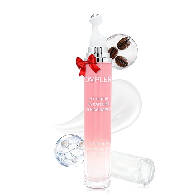 5% Caffeine Eye Serum Treatment,Hyaluronic Acid & Niacinamide, Under Eye Cream for Dark Circles, Anti Aging 360° Massage Rollerball - Reduce Puffiness, Wrinkles & Fine Lines, 0.5 fl. oz