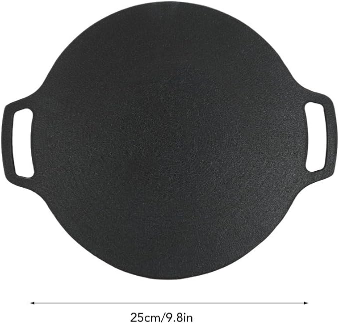BBQ Griddle Plate, Nonstick 6 Layer Coating with Double Handles for Gas Stove, Indoor Cooking, Outdoor Camping, Picnic, Barbecue and Party Use(25cm)