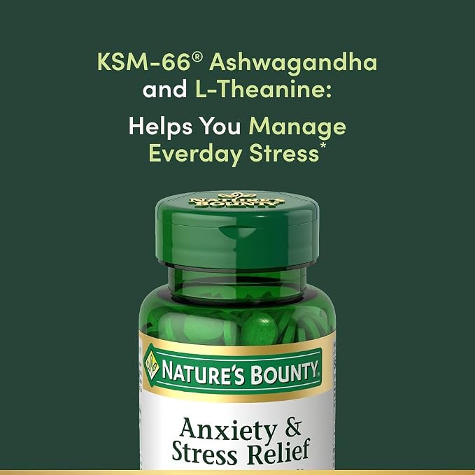 Nature's Bounty Stress Relief Ashwagandha KSM 66 Tablets,Mood Support,50 Count (Pack of 3)