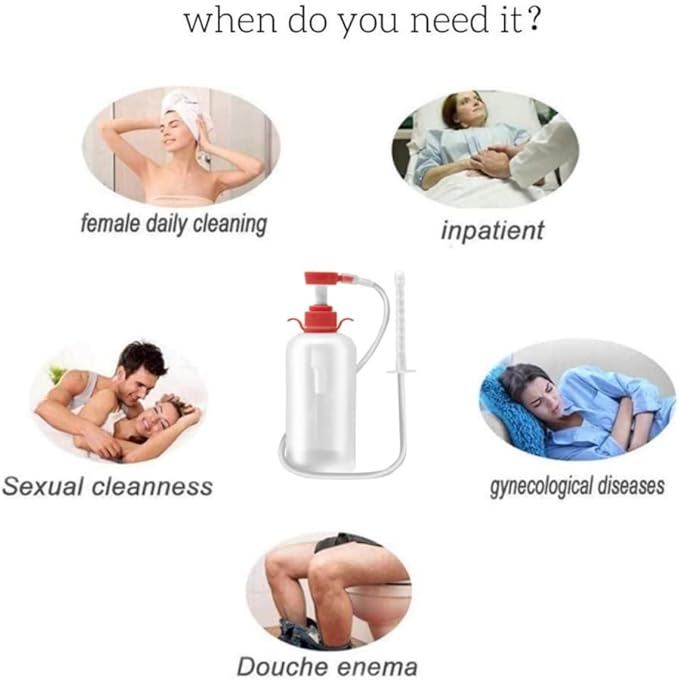 Vaginal Douche Enema Cleaner 600ml Reusable Manual Pressure Anal Vaginal Cleaning System Portable Kit