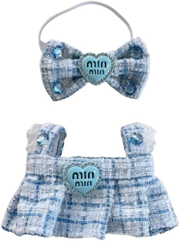 Luxury Doll Clothes & Accessories Set – Fits 6.7″ (17 cm) Blind Box Figures – Includes Dress & Hair Band (Blue)