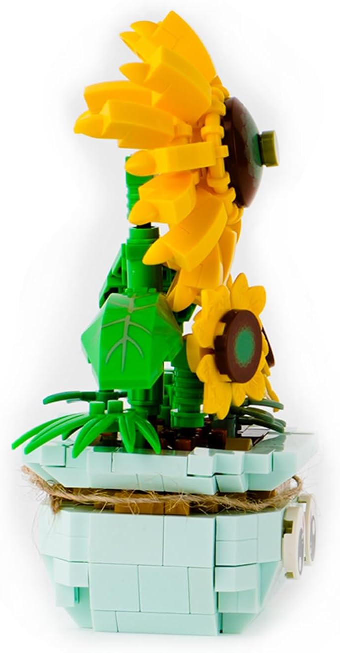 XunYang Mini Blocks Potted Plant Building Sunflowers Set, Flowers Building Blocks for Home Office Decor, Birthday Gifts - 320pcs