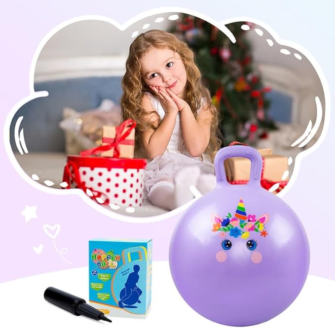 PlayZap Hopper Balls for Kids 6-12, 20 Inches Bouncy Ball with Handle, 20" Inflatable Bouncing Hopper, 50cm Jumping Toys, Garden Hopping Toys Girls Boys Gifts
