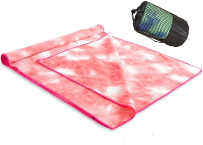 Yoga Towel for Yoga Mat, Non Slip Mat Cover for Hot Yoga, Washable Microfiber Light Weight (Pink)