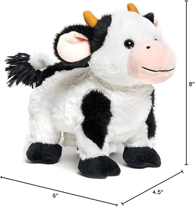 Cuddle Barn - Barnyard Buddies Cow | Animated Singing Cow Plush Stuffed Animal | Walks and Wags Tail to Old Macdonald, 8 inches