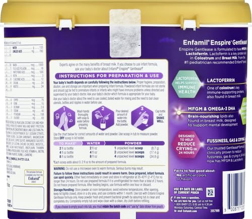 Enfamil Optimum Gentlease Baby Formula, Our Closest Formula to Breast Milk For Fussiness, Crying, Gas & Spit-up, Immune-Supporting Lactoferrin also found in Breast Milk, 19.5 Oz (Pack of 3)