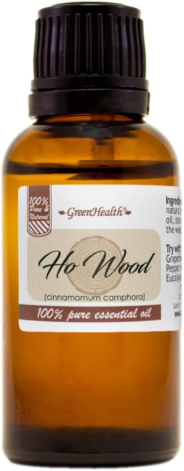 Ho Wood Essential Oil - 1 fl oz - 100% Pure & Natural - Amber Glass Bottle w/Euro Dropper - GreenHealth