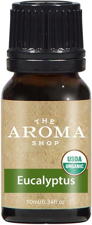 USDA Organic Essential Oil 10ml (0.34 fl oz) – 100% Pure, Non-GMO, Vegan Aromatherapy Oil for Diffuser, DIY Soap, Candle & Home Use (Eucalyptus)
