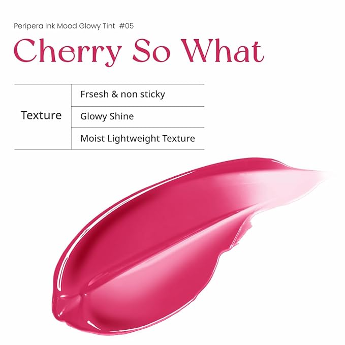 Peripera Ink Mood Glowy Tint | Lip-Plumping, Naturally Moisturizing, Lightweight, Glow-Boosting, Long-Lasting, Comfortable, Non-Sticky, No White Film (05 CHERRY SO WHAT)
