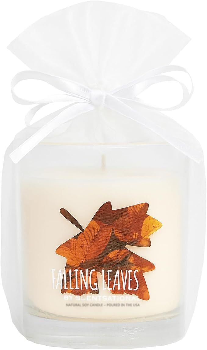 Scentsational Falling Leaves Soy Candle – 11 Oz Jar Candle with Cozy Autumn Scent – Non-Toxic Fall Candles for Home Decor, Gifting & Seasonal Ambience – Hand Poured Soy Blend Scented Candles