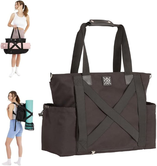 Yoga Mat Bag 4-in-1 Backpack, Tote Bag, Cross Body, Shoulder Bag – Water-Resistant, Durable, with Pockets, fits Thick & XL Mats – Carrier for Women & Men Ideal for Gym, Pilates, and Travel