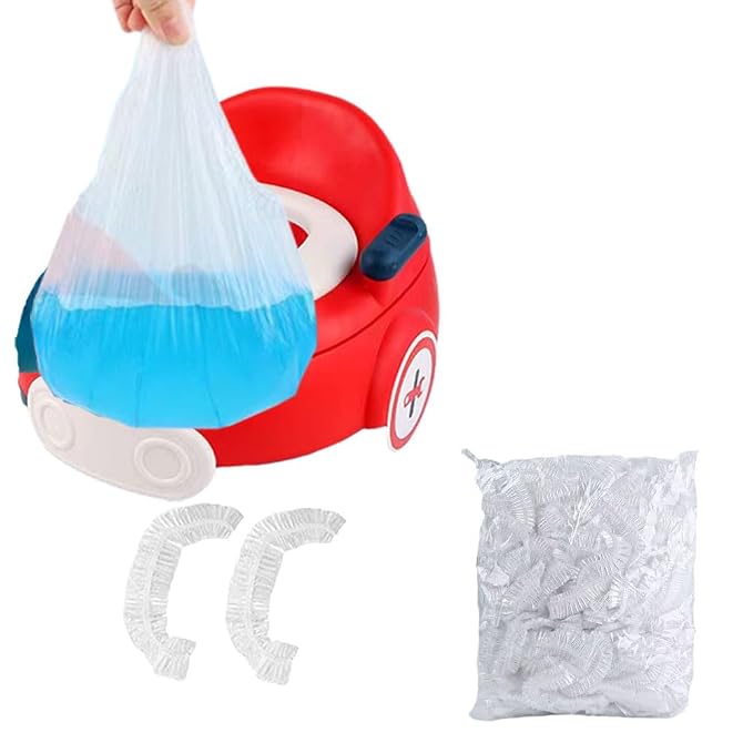 OULIGET Potty Chair Liners with Elastic, Portable Potty Training Bags, Potty Refill Liners Disposable for Toddlers Kids and Baby,Toilet Seat Cover,17x8Inches,Clear,50pieces