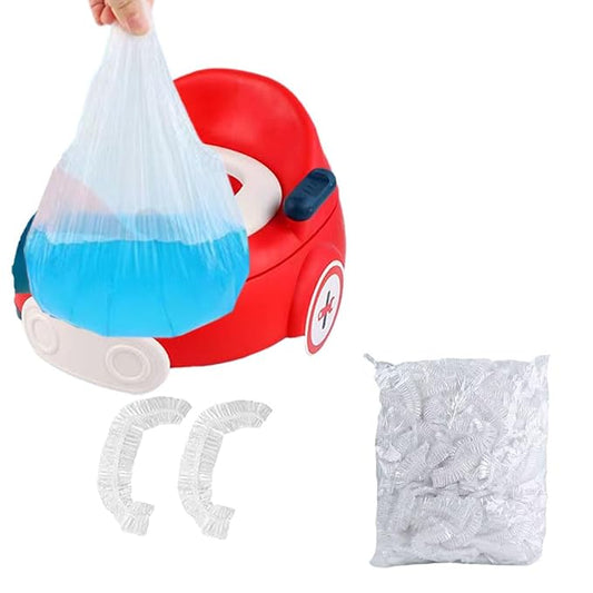OULIGET Potty Chair Liners with Elastic, Portable Potty Training Bags, Potty Refill Liners Disposable for Toddlers Kids and Baby,Toilet Seat Cover,17x8Inches,Clear,50pieces