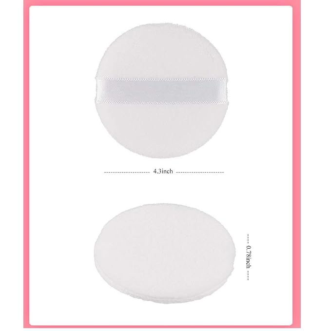 Joly Large Loose powder Puff, 4.3'' XL Body Puff with Ribbon (10.9cm) (5PCS)