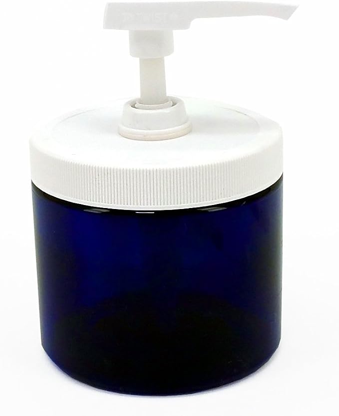 Royal Massage 16oz Clear Empty Massage Oil/Lotion/Cream Pump Jar with Lock Twist Top - Blue