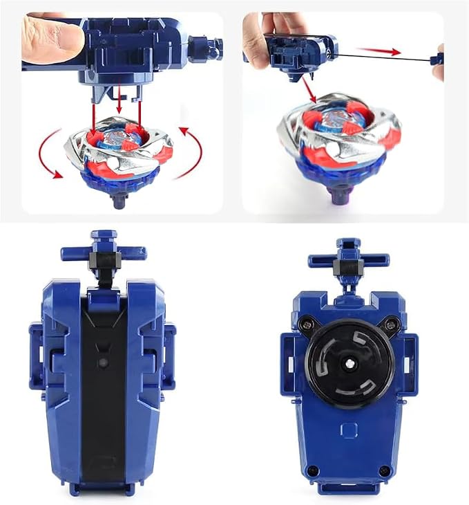 MUSTYBELT Battling Top Burst Gyro Toy Set Toy Gift for Children Boys Ages 6 8 10 12+ Combat Battling Game 12 Burst Spinning Tops 2 Two Way Launchers Grip Starter (BOZE-BX8)
