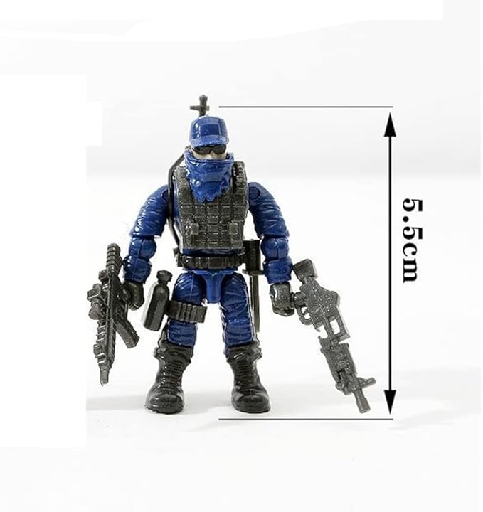 Special Forces Mini Military Action Figure with Weapons and Accessories Building Blocks Playset, 8 PCS Multiple Movable Joints SWAT Police Figure, Best Gift for Boys 8 9 10