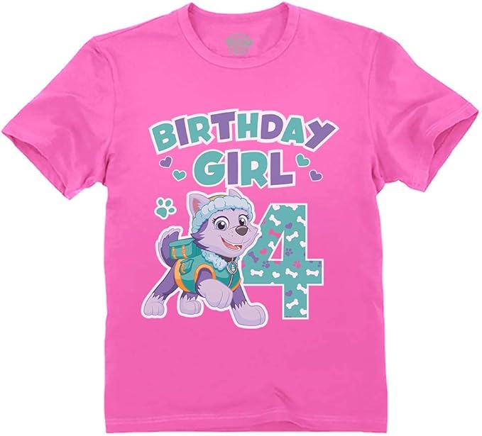 Skye Paw Patrol 4th Birthday Girl Shirt for 4 Year Old Girls - Pup-Themed Party Toddler T-Shirt