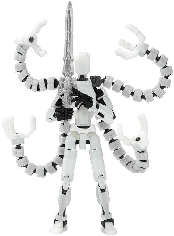 T13 Action Figure, Assembly Completed Action Figures,T 13 3D Printed Toys - The Premium Robot for Sci-Fi Enthusiasts,Four Claws Robot (White - Glows in The Dark, 5.2 Inch)