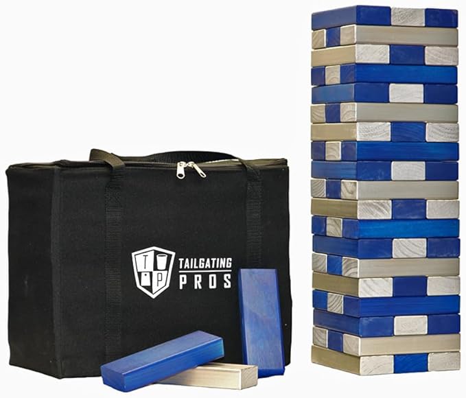 Tailgating Pros Premium Giant Toppling Timbers with Carrying Case – Choose Your Team Colors! Jumbo Outdoor Yard Game, Tower Grows to Over 5 Feet!