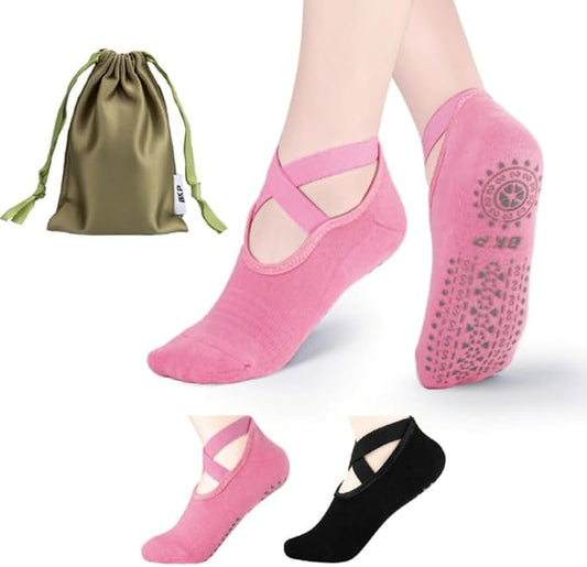 BKP Yoga Socks for Women,Pilates Socks Non Slip Grip Socks Suitable for Ballet,Plasticity,Dance,Home,Training