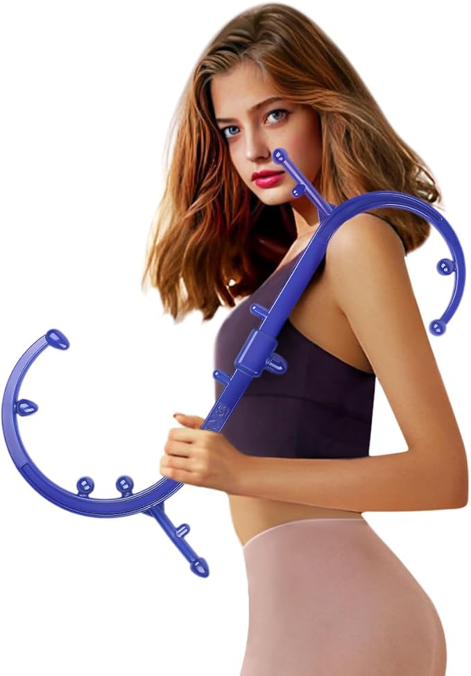 Back Hook Trigger Point Massager Tool, Handhold for Back Neck Shoulder Pain Relief, Deep Muscle Knots Massage for Women Men