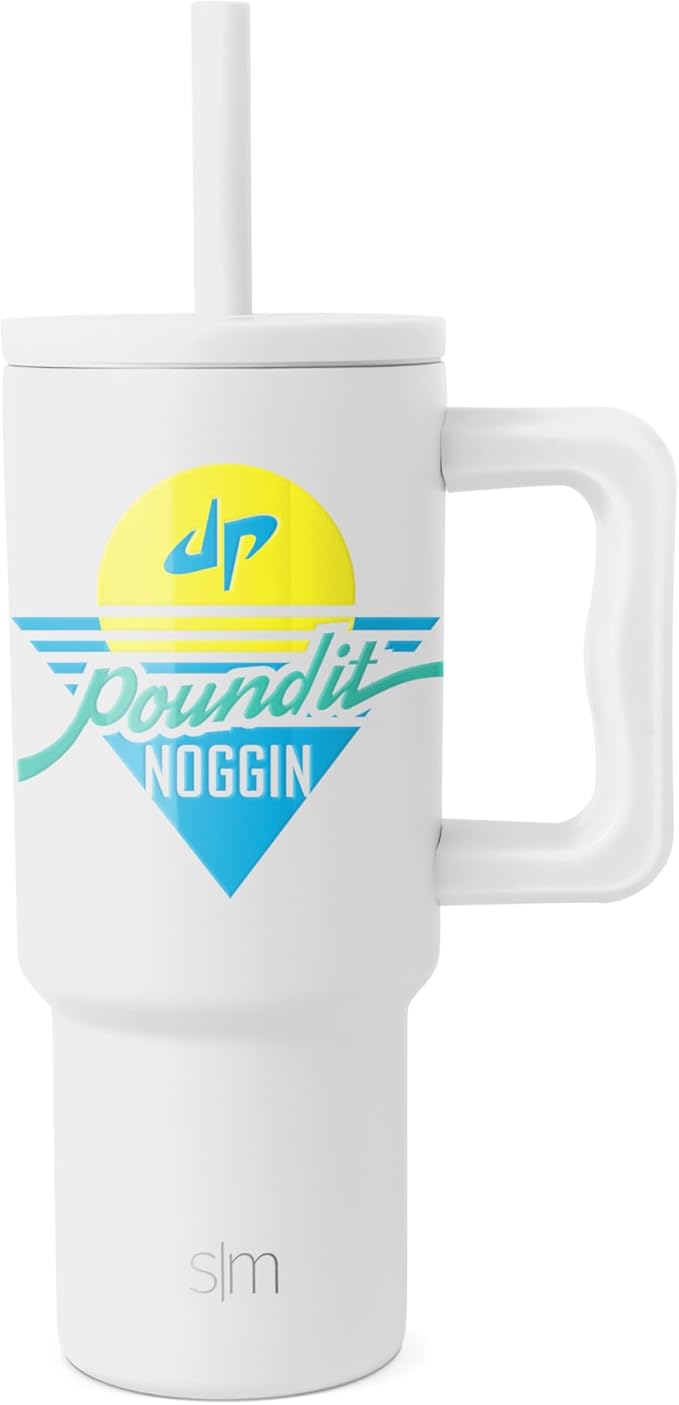 Simple Modern Dude Perfect Kids 24 oz Tumbler with Handle and Silicone Straw Lid | Spill Proof and Leak Resistant | Reusable Stainless Steel Bottle | Gift for Boys Girls | Trek Collection | Pound It