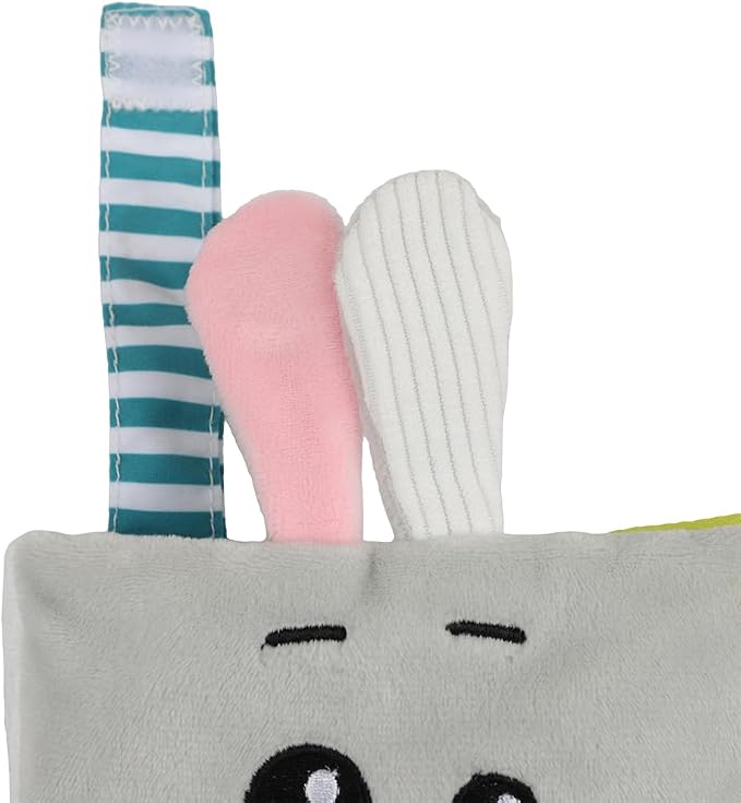 bebe mondo Bunny Baby Mirror Toy – Soft Crinkle Cloth Book for Tummy Time, Easter Baby Gift, Infant Sensory Toys 0-6-12 Months, Rabbit Touch & Feel Developmental Book, Shower Gift for Boys Girls