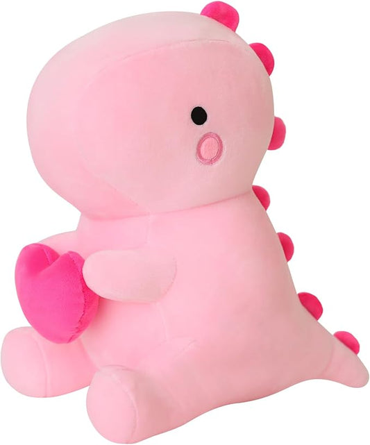 SQEQE Dinosaur Stuffed Animal, Loving Soft Dino Plush Toys with Holding Heart, Sweet Romantic Anniversary Birthday Gift for Her Girls Boys Girlfriend(Pink,20 inch)