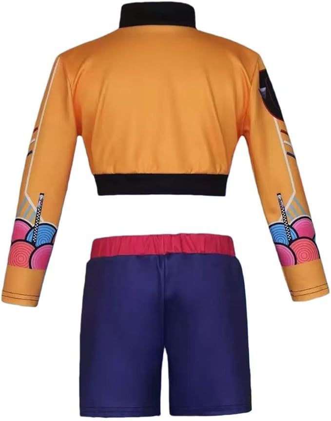 Girls Halloween Costume, Black and Yellow Polyester Top and Pants Set for Cosplay Events and Parties