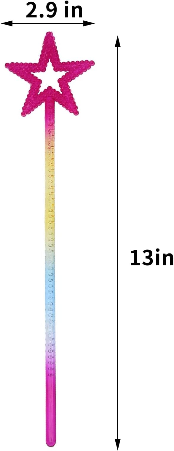 Tvoip 5PCS Girls Costume Props Star Magic Wand Angel Fairy Wands Sticks Birthday Party Wedding Halloween Cosplay Christmas 13 Inches (Multicolor)