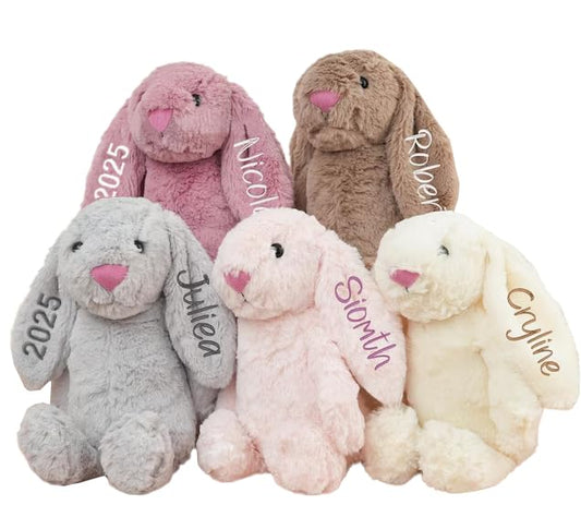 Personalized Easter Bunny Custom Bunny Stuffed Animals With Child's Name Handmade Custom Plush Rabbit Toy for Girls Boys kids