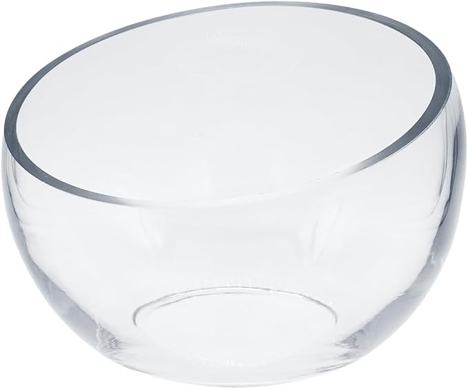 WGVI Slant Cut Bowl Glass Vase, Width 6.7", Height 5", Clear Terrarium, Candy Dish, Fruit Jar, Floral Container for Wedding Party Event, Home Office Decor, 1 Piece
